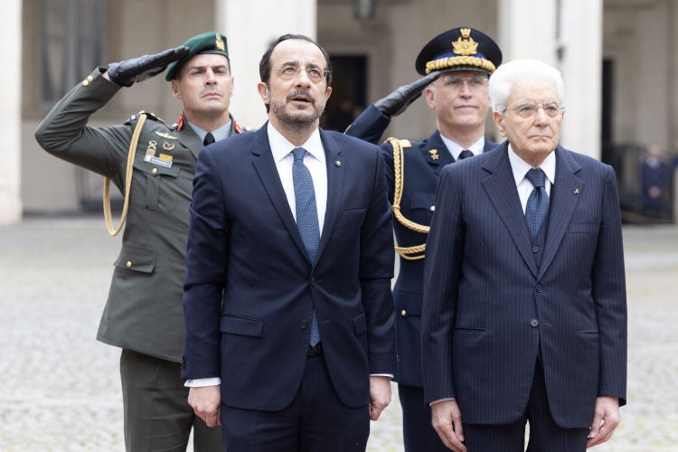 Il Presidente Sergio Mattarella con Nikos Christodoulides, Presidente della Repubblica di Cipro, in visita ufficiale 
