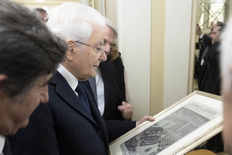 Il Presidente della Repubblica Sergio Mattarella in occasione della cerimonia in occasione del 150° anniversario della fondazione del Corriere della Sera