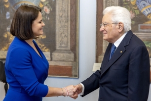 Il Presidente Sergio Mattarella con la Sig.ra Sviatlana Tsikhanouskaya