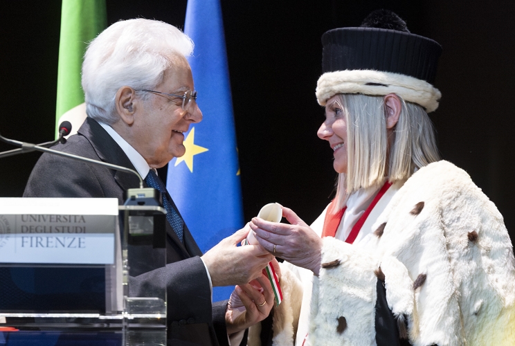 Il Presidente della Repubblica Sergio Mattarella  alla cerimonia di conferimento della Laurea magistrale Honoris Causa in “Politica, Istituzioni e Mercato”, in occasione dei 150 anni della Scuola di Scienze politiche “Cesare Alfieri”