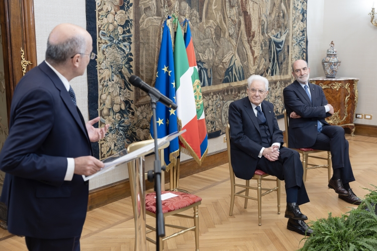Il Presidente della Repubblica Sergio Mattarella in occasione del cinquantesimo anniversario della fondazione del TG2  
