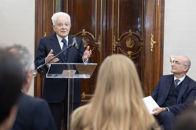 Il Presidente della Repubblica Sergio Mattarella in occasione del cinquantesimo anniversario della fondazione del TG2  
