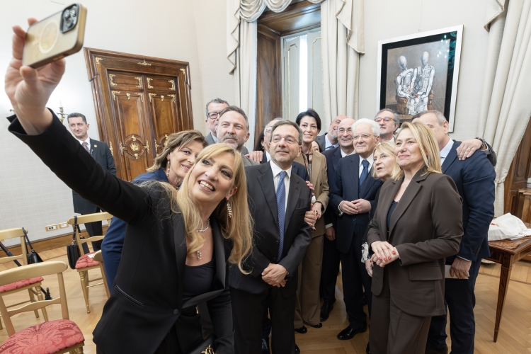 Il Presidente della Repubblica Sergio Mattarella in occasione del cinquantesimo anniversario della fondazione del TG2  
