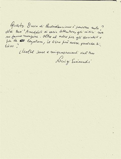 lettera del Presidente Einaudi a Benedetto Croce (pagina 1)